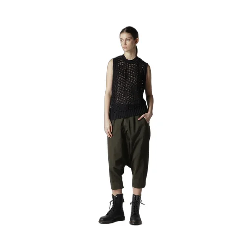Cotton Slab Garment Dyeing Cuffed Hem Sarrouel Pants