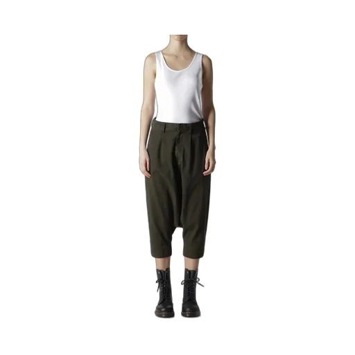 Cotton Slab Garment Dyeing Cuffed Hem Sarrouel Pants