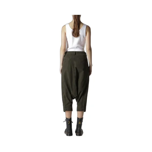 Cotton Slab Garment Dyeing Cuffed Hem Sarrouel Pants
