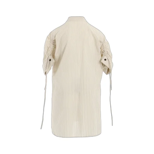 Dobby Stripe Shirring Sleeve Shirt