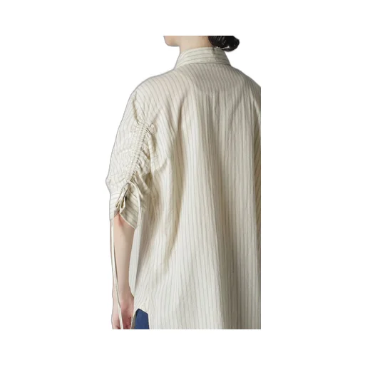 Dobby Stripe Shirring Sleeve Shirt
