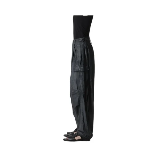 Cotton Linen Dump Rooler Printing Cargo Pants