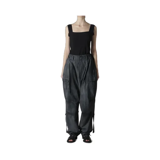 Cotton Linen Dump Rooler Printing Cargo Pants