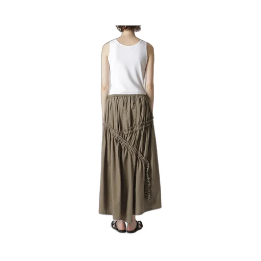 Cotton Dungaree Gathered Tail Skirt