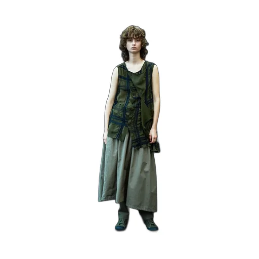 Cotton Dungaree Gathered Tail Skirt
