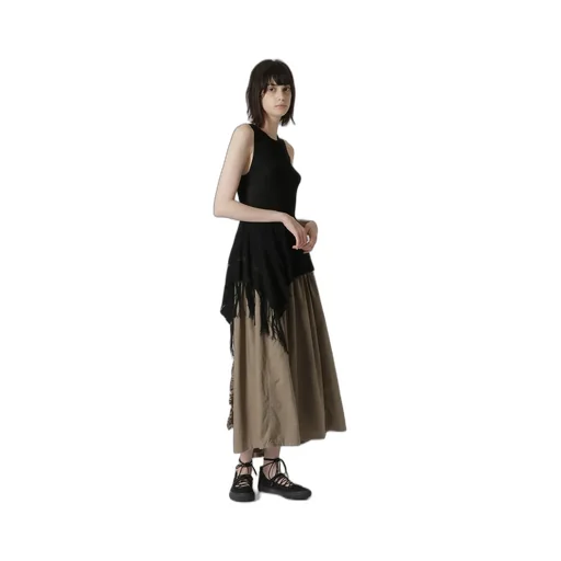 Cotton Dungaree Gathered Tail Skirt