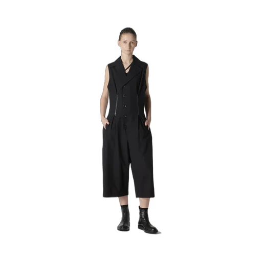 Cotton Linen Dump Zip Tucked Jump Suit