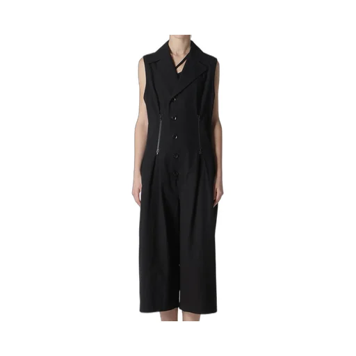 Cotton Linen Dump Zip Tucked Jump Suit