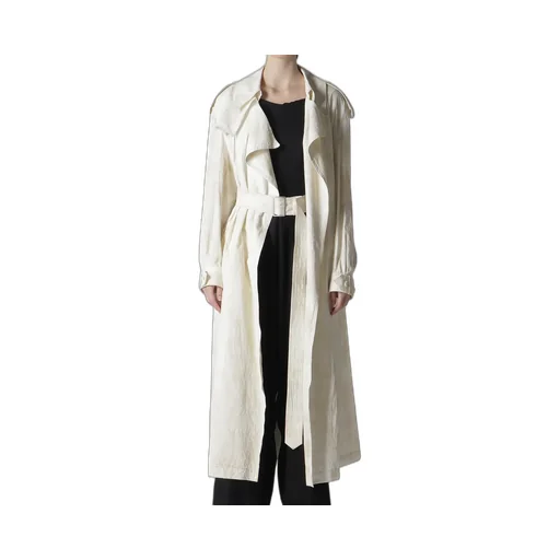 Cotton Linen Dump Rooler Printing Trench Coat