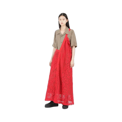 Patched Torchon Lace Single Strap Dress