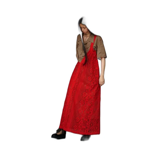 Patched Torchon Lace Single Strap Dress