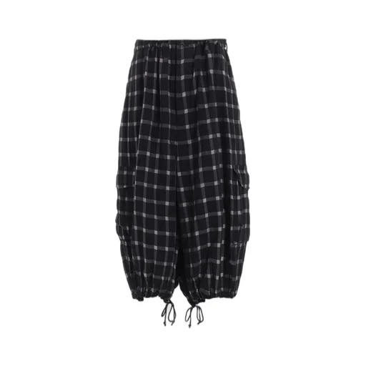 Cotton Cupro Plaid Pants