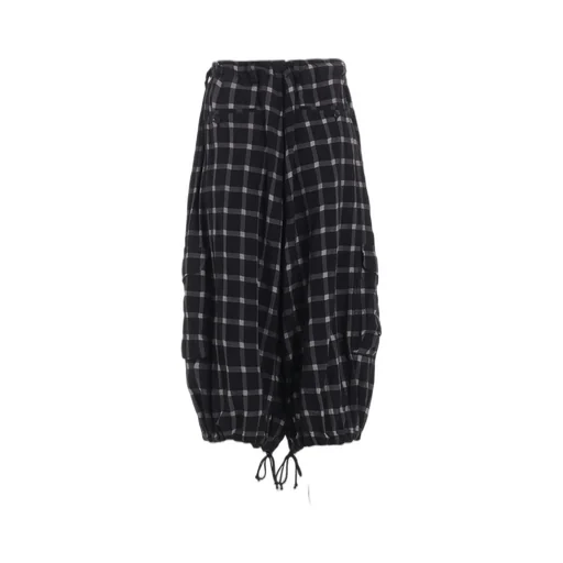 Cotton Cupro Plaid Pants