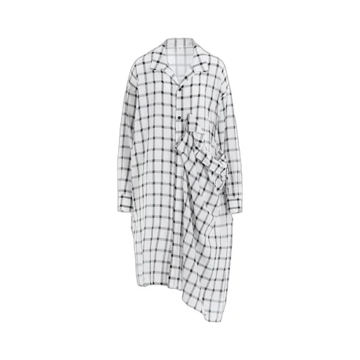Cotton Cupro Plaid Shirt Dress