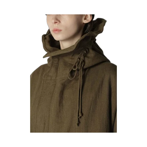 Cotton/Linen Mole Skin Random Drawing Printed Parka