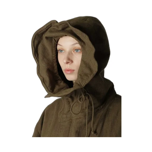 Cotton/Linen Mole Skin Random Drawing Printed Parka