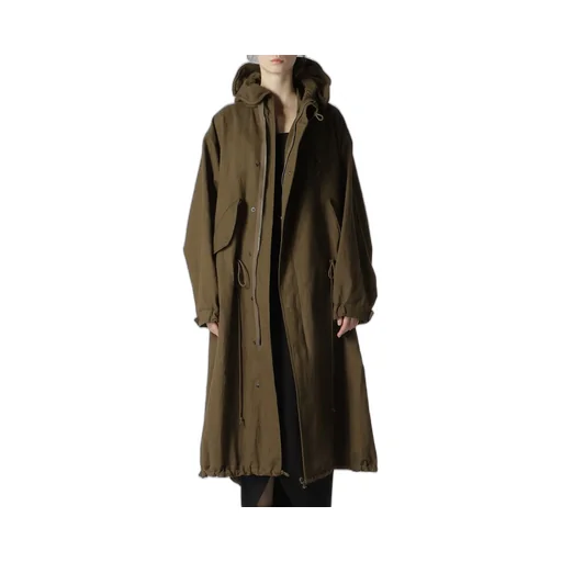 Cotton/Linen Mole Skin Random Drawing Printed Parka
