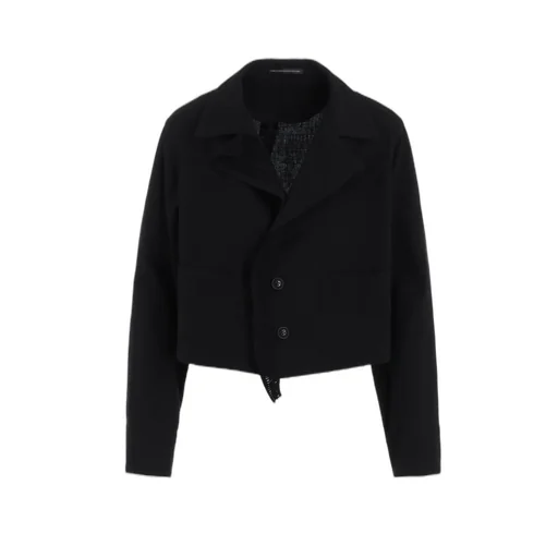 Cotton Flax Viyella Crochet 3-Button Blouson