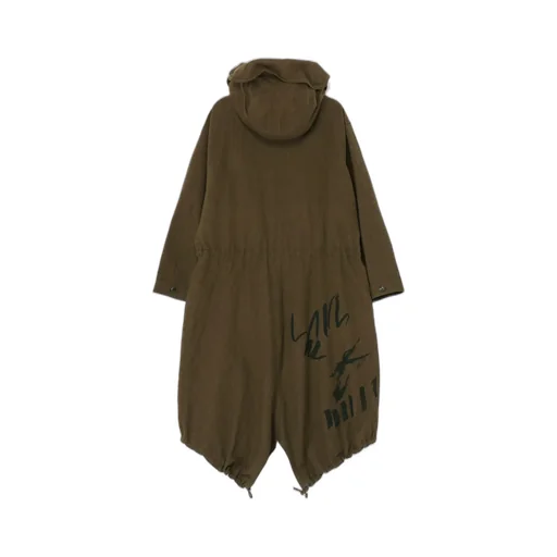 Cotton/Linen Mole Skin Random Drawing Printed Parka