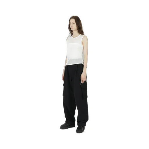 Cotton Faux Linen Knit Asymme Tank Top
