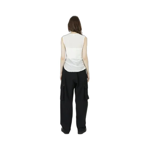 Cotton Faux Linen Knit Asymme Tank Top
