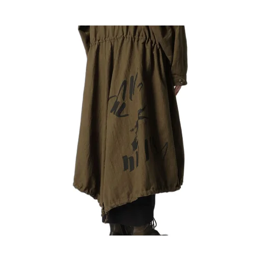 Cotton/Linen Mole Skin Random Drawing Printed Parka