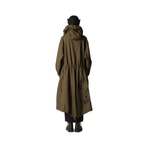 Cotton/Linen Mole Skin Random Drawing Printed Parka