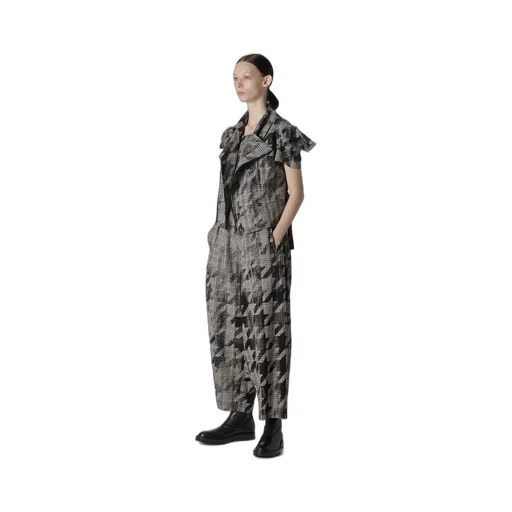 Cotton/Linen Plaid×Big Houndstooth Overalls