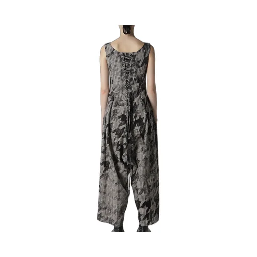 Cotton/Linen Plaid×Big Houndstooth Overalls