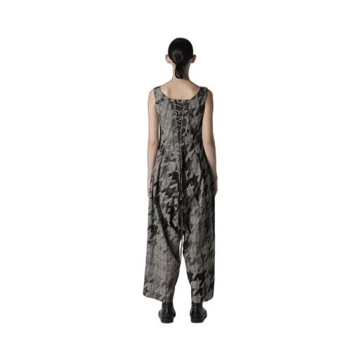 Cotton/Linen Plaid×Big Houndstooth Overalls