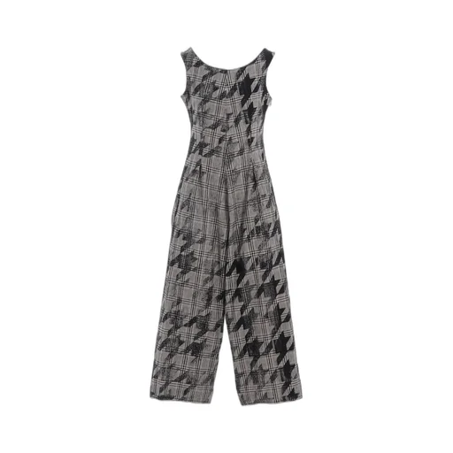 Cotton/Linen Plaid×Big Houndstooth Overalls