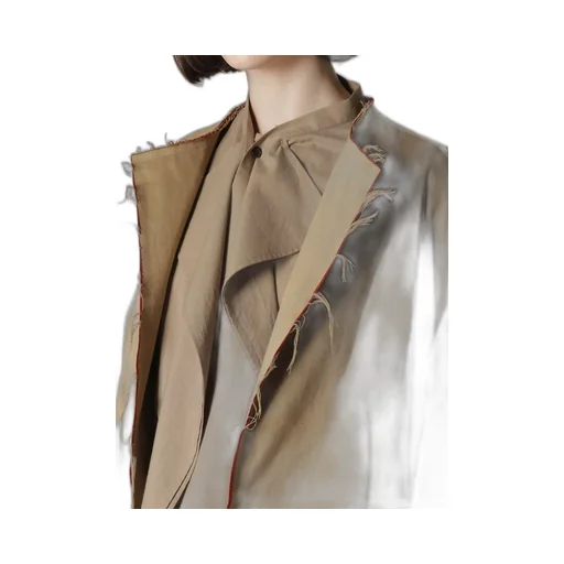 Double Faced Twill No Collar Coat