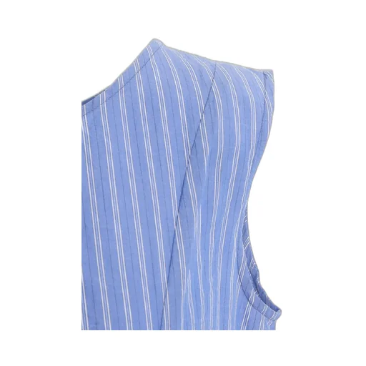 Stripe Cotton Left Front Slit Blouse