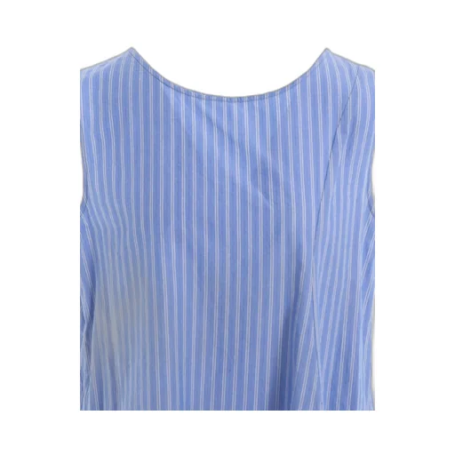Stripe Cotton Left Front Slit Blouse