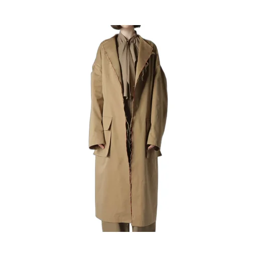 Double Faced Twill No Collar Coat