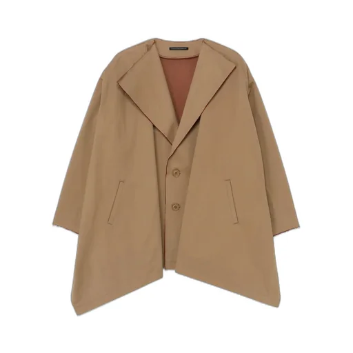 Double Faced Twill No Collar Short Coat