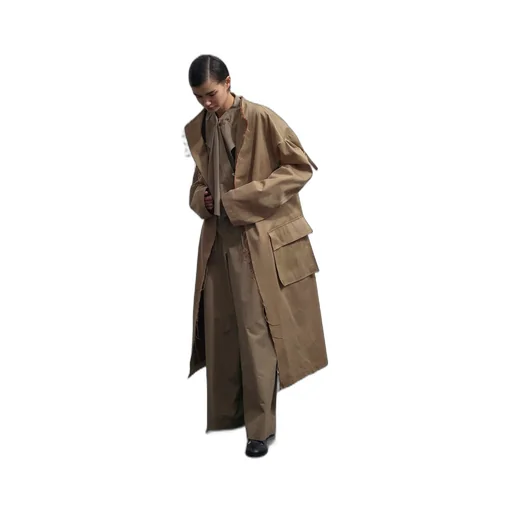 Double Faced Twill No Collar Coat