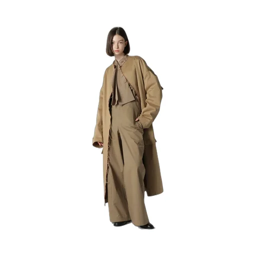 Double Faced Twill No Collar Coat
