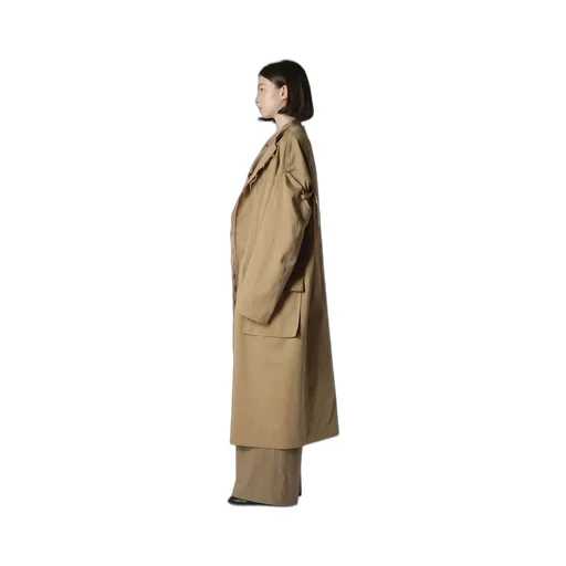Double Faced Twill No Collar Coat