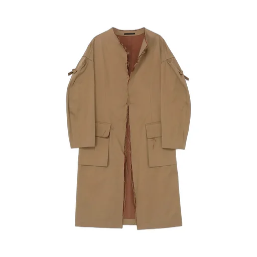 Double Faced Twill No Collar Coat