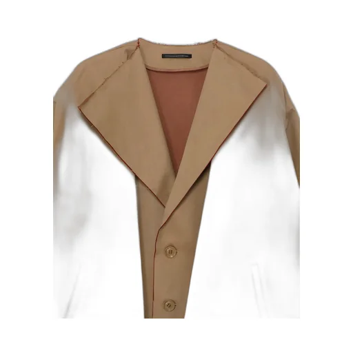 Double Faced Twill No Collar Short Coat