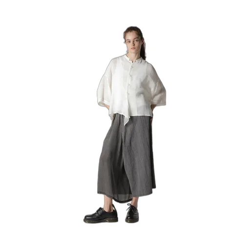 Washer Stripe Asymmetric Waist String Pants