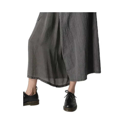 Washer Stripe Asymmetric Waist String Pants
