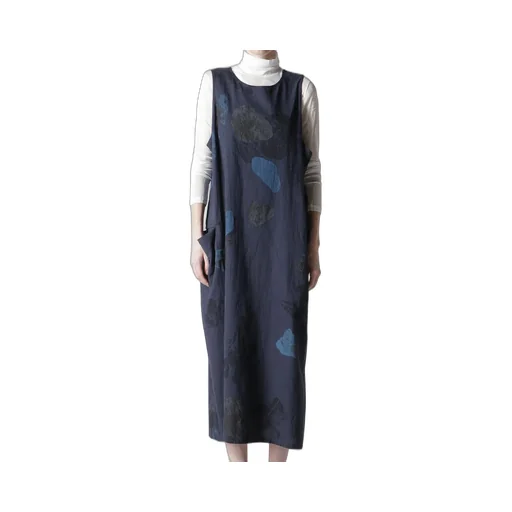 C/L Poplin Stone Design Sleeveless Dress