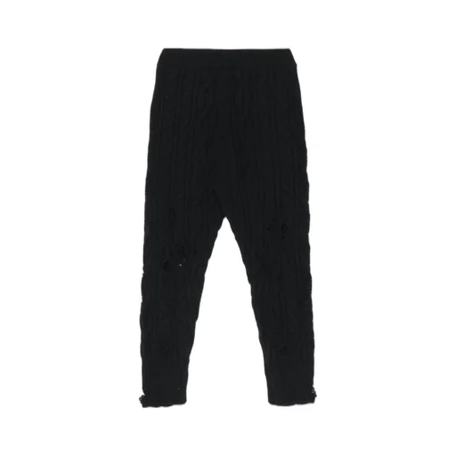 Acrylic Wool Ripped Aran Knit Rib Pants