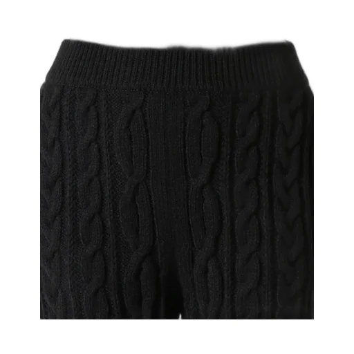 Acrylic Wool Ripped Aran Knit Rib Pants