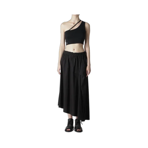 Cotton Broad Garment Dyeing Right Tucked Asymmetric Skirt
