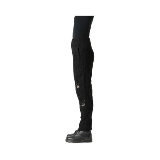 Acrylic Wool Ripped Aran Knit Rib Pants