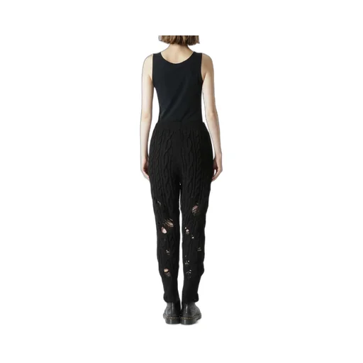 Acrylic Wool Ripped Aran Knit Rib Pants