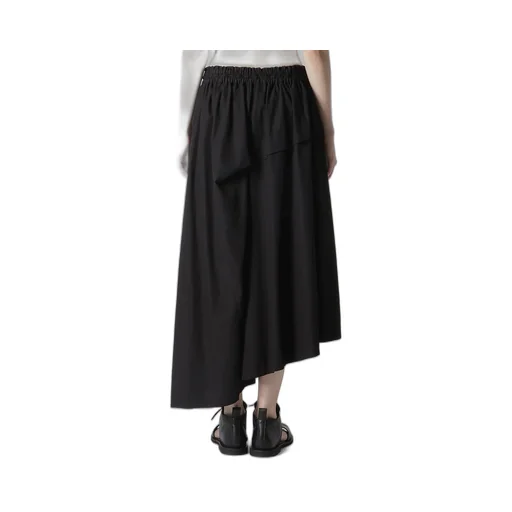 Cotton Broad Garment Dyeing Right Tucked Asymmetric Skirt